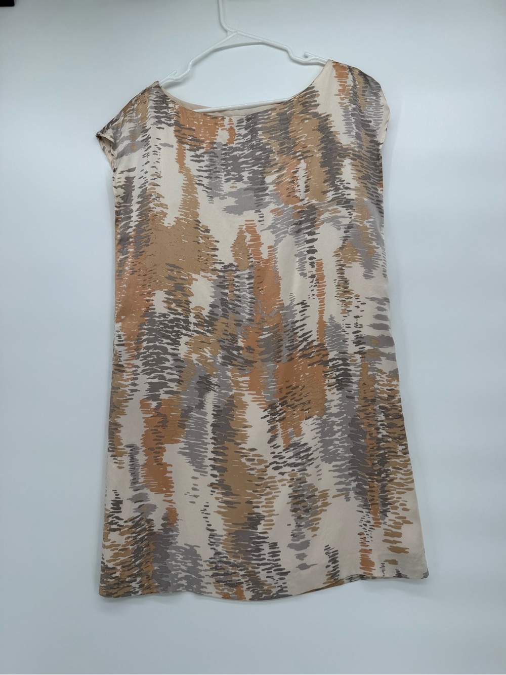 Club Monaco Neutral Brushstroke Mini Dress in Beige, Tan, Gray